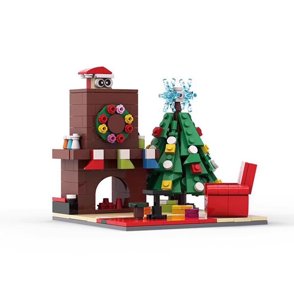 Winter Kamin Hausdekoration DIY Szene Baustein Zusammenbaumodell Kinderspielzeug Erwachsenengeschenke