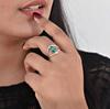 Pear Shape Green Malachite Stacking Ring, 925 Sterling Silver, Handmade Gemstone Ring for Women