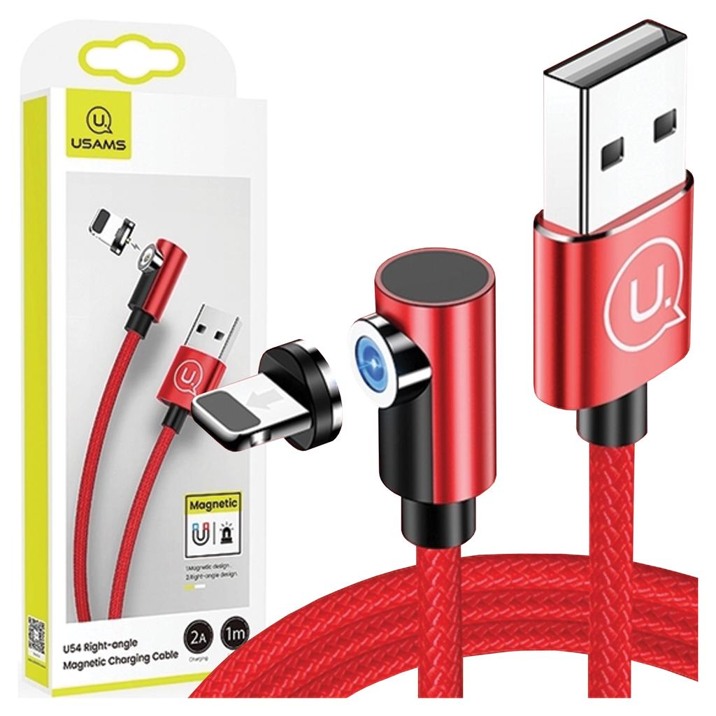 USAMS Lightning Cable 1M Right Angle Magnetic Red/Red Sj444Usb02 (Us-Sj444)