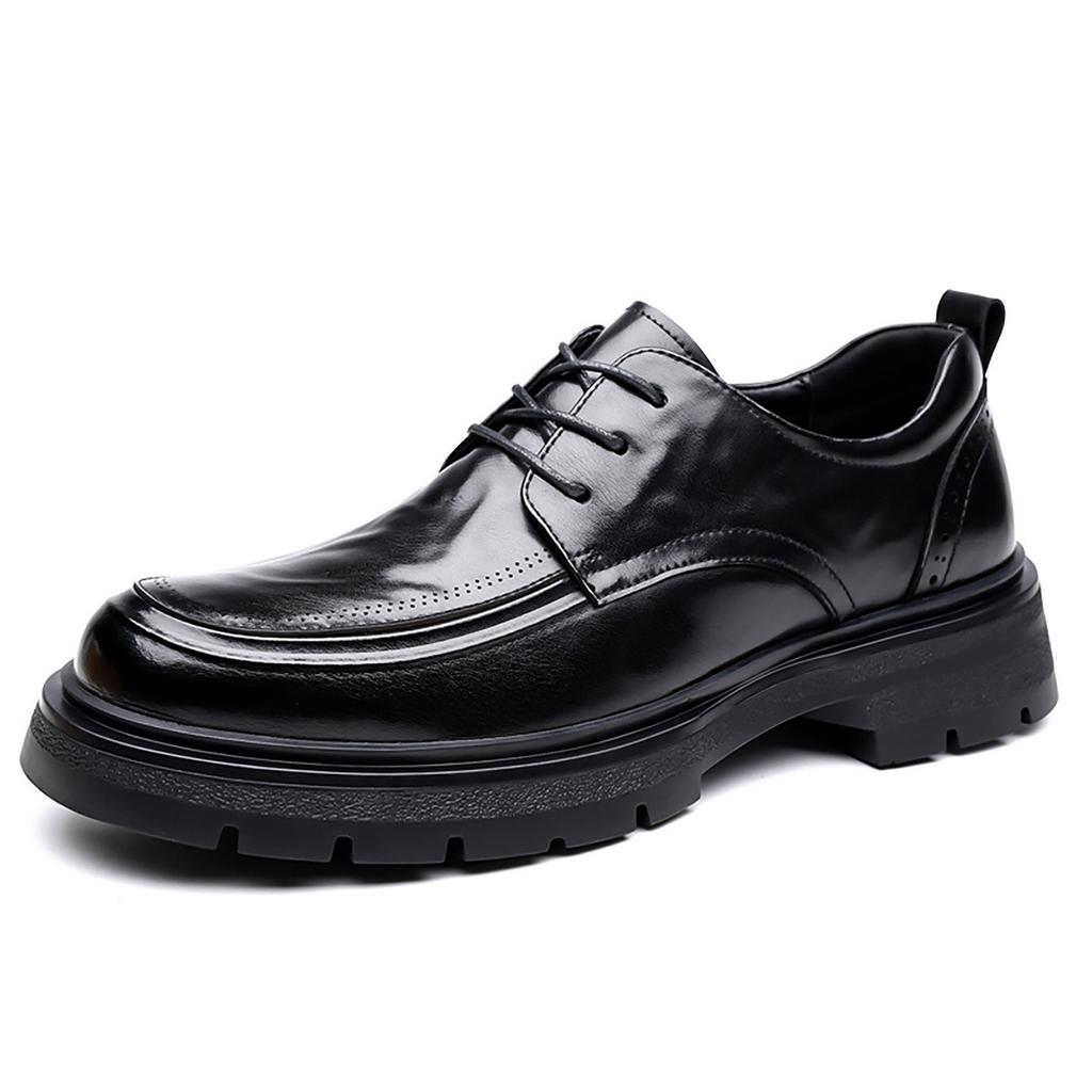 Leather shoes new winter leather breathable British inner height increase casual shoes business dress groom wedding shoes