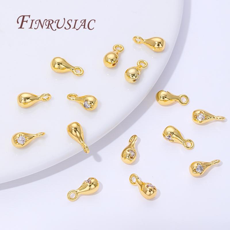 11x5mm 18K Gold Plated Drop Pendants For Jewelry,Brass with Zircon Charms For Bracelets Making Accessories,DIY Earrings Findings