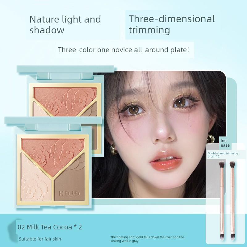 Highlighter Palette Matte Eyeshadow Blush Contour Nose Shadow Side Shadow Brightening Face Three-In-One Palette Official Authentic Product