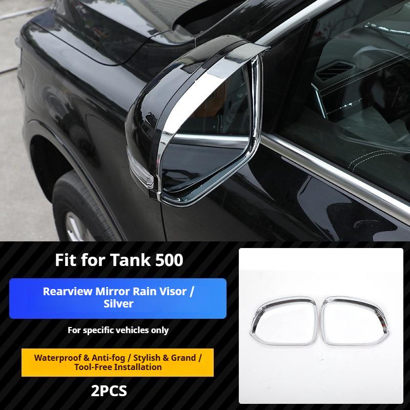 For GWM Tank 500 Hi4-T Car Rearview Mirror Rain Visor ABS Plastic Rain Eyebrow Decorative Frame Rain and Fog Proof Accessories
