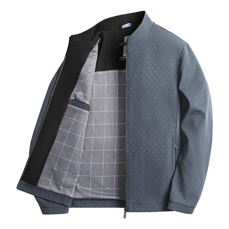 Autumn and Winter Stand Up Collar Jacket for Men, Stand Up Collar Solid Color Casual Jacket Top for Men