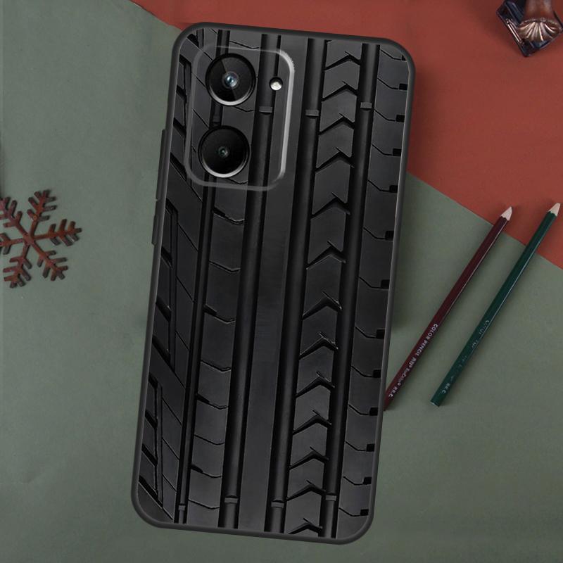 Tire Tread Pattern Case For Realme C75 C65 C67 C71 C63 C61 C55 C51 C53 C35 11 12 13 14 15 Pro Plus GT6 GT7 Pro