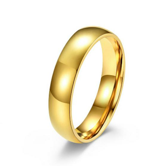 2024 Gold Plated Titanium Steel Couple Rings: 2/4/6/8mm Round Arc Design
