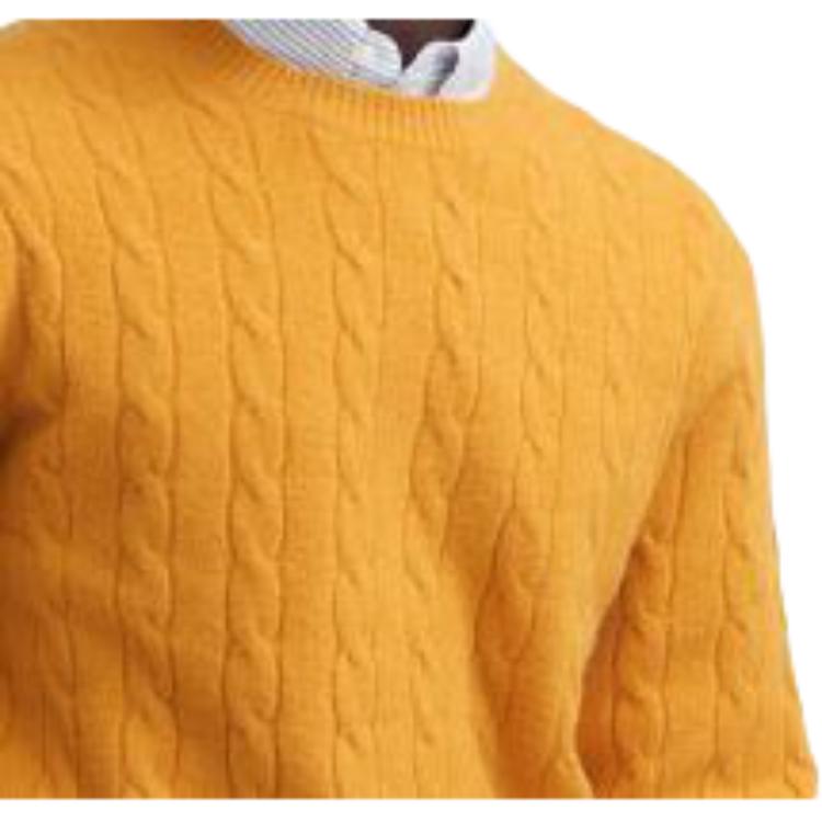 UNIQLO Solid Color Round Neck Pullover Straight Long Sleeve Knit Sweater Men sweater Lemon-Yellow 460950-45