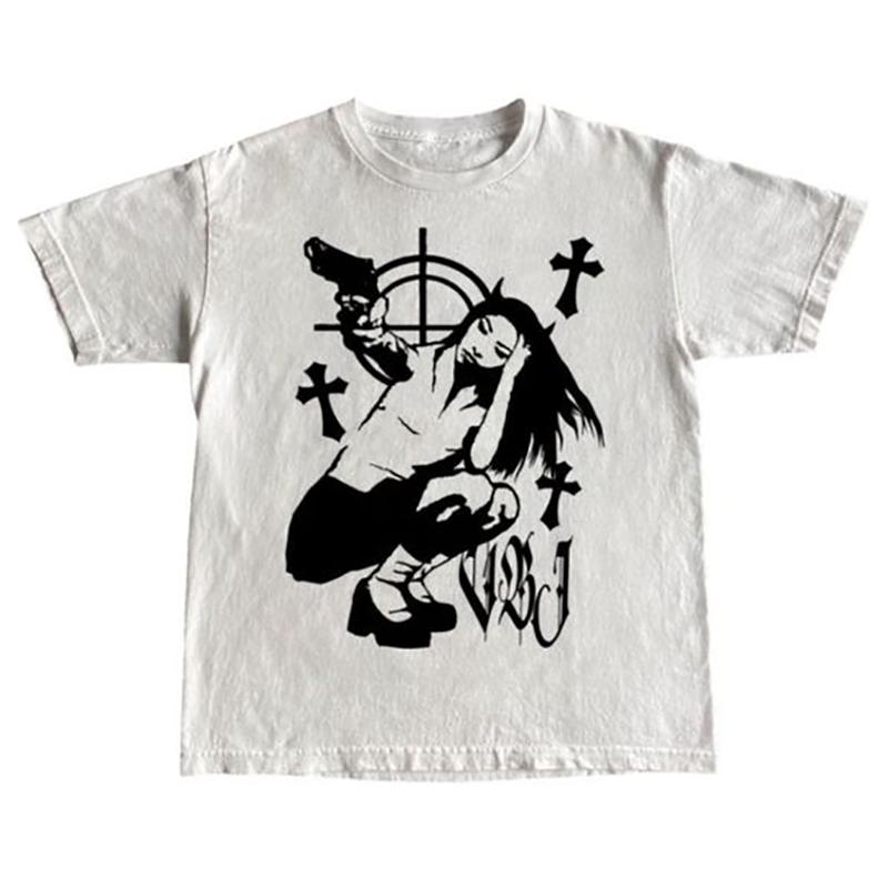 

Women TShirt Summer Top Harajuku Loose White Graphic Short Sleeve Print Korean Fashion Cotton Aesthetic Y2k Streetwear Clothing S