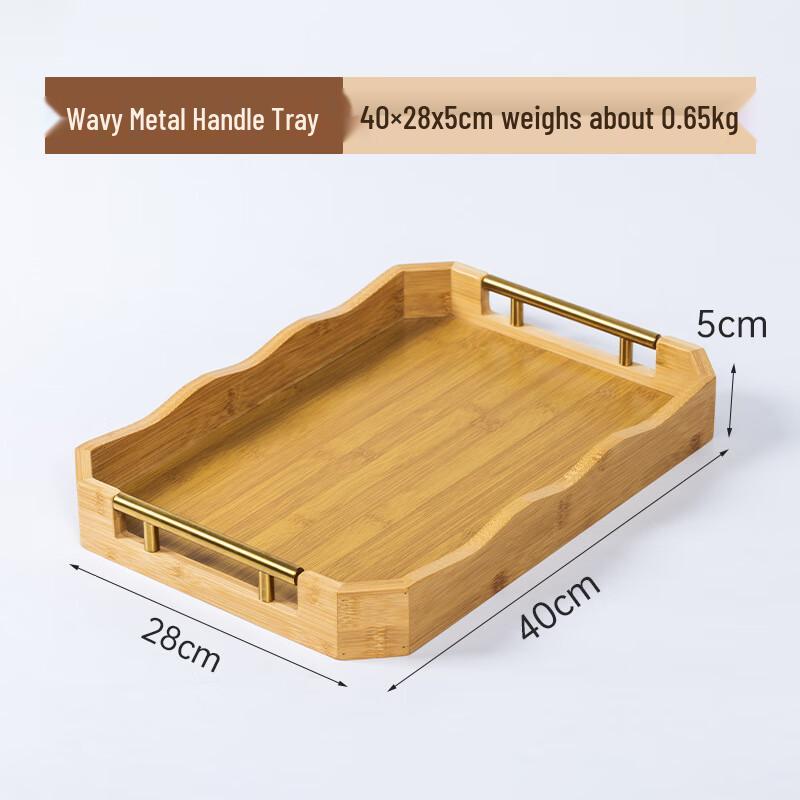 

Retro Wave Bamboo Serving Tray with Metal Handle
