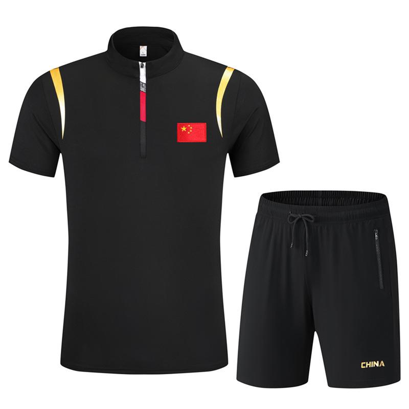 Men s Summer Quick-Dry Sports Two-Piece Set: Casual Ice Silk Polo Shirt  Shorts S