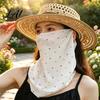 Lightweight Summer Face Mask Women Neck Sun Protection Mask Cotton Dot Print UV Full Coverage Gaiter Cover Foldable Scarf for Driving Cycling