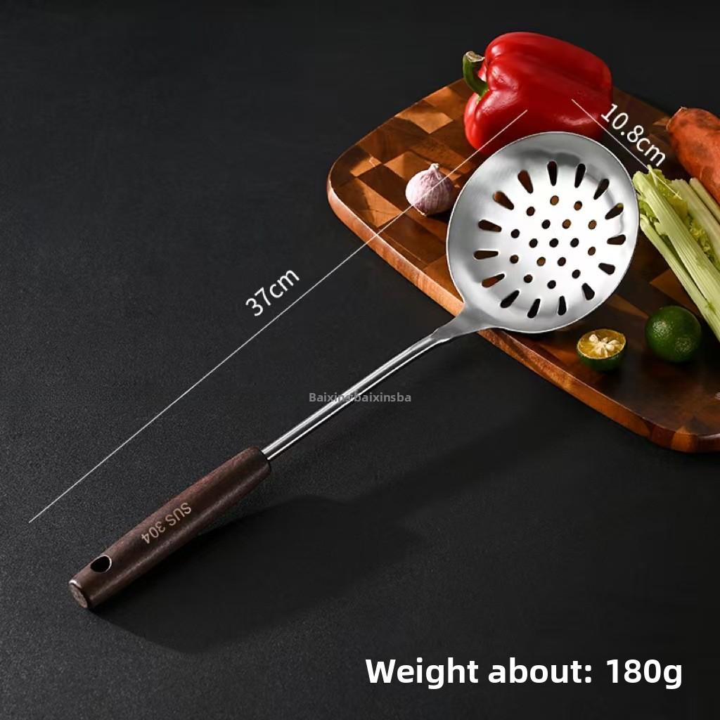 304 Stainless Steel Spatula Household Wooden Handle Utensils High Temperature Colander Shovel Kitchen Utensils Set Spoon Kitchen Utensils
