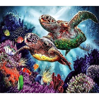 Round Drill 5D DIY Diamond Painting Animal "Turtle Family" 3D Embroidery Cross Stitch