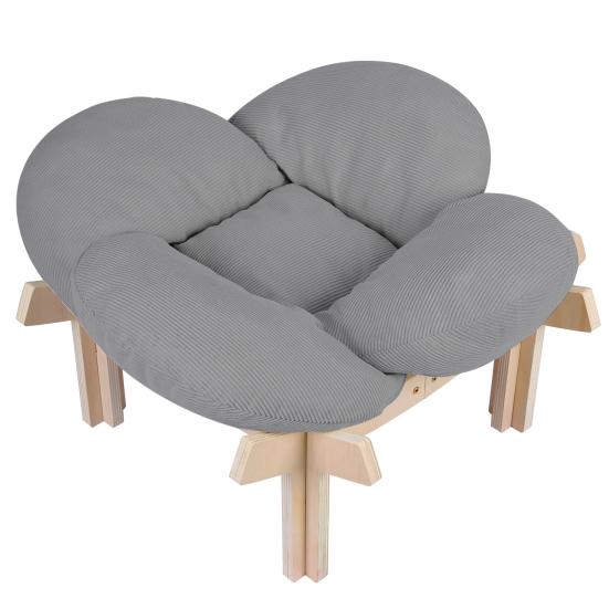 Pet Couch Sofa Elevated Wooden Cat Bed with Fluffy Removable Cushion, Petal Shaped Sofa, Raised Kitty Lounge Chair 40lbs Capacity, for Indoor
