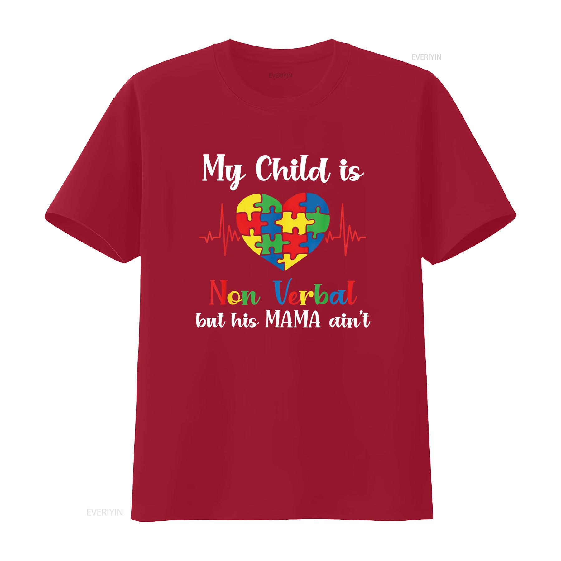 

Womens My Child Non Verbal But HIs Mama Ain t Autism Awareness Mom Shirt Black vintage Washed Top For Everyday Wear Slightly S