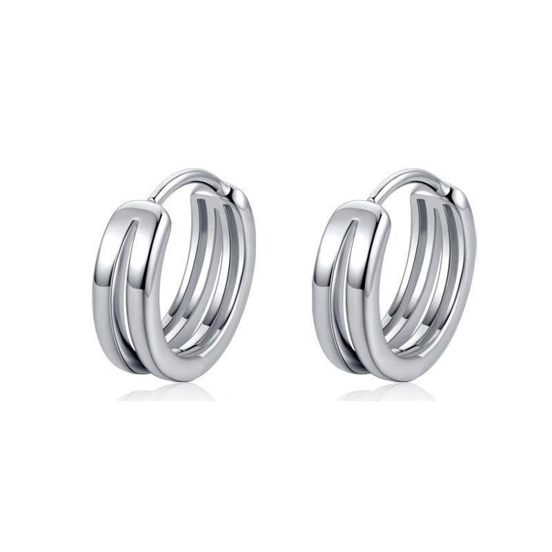 Korean Double-Layer Hoop Earrings: Unisex Retro Hip Hop Punk Ear Clips