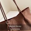 Vintage Suede Shoulder Bag Solid Color Large Capacity Shopper Handbag Comfortable Lightweight Underarm Bag Women