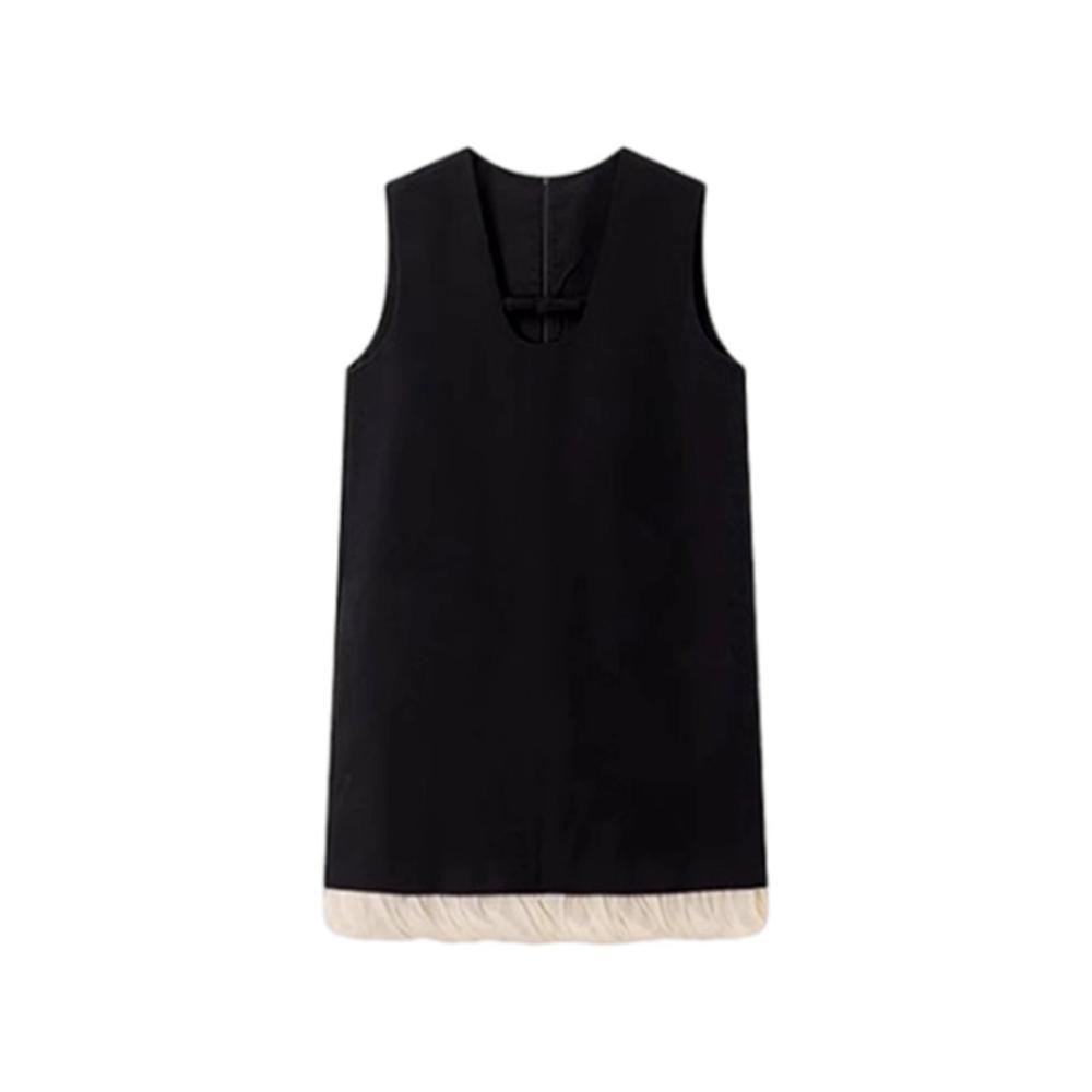 Little black dress, miu series spliced A-line short skirt, temperament, sleeveless vest dress, women's summer