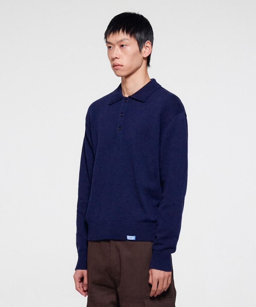 ERA Men Wool Blend Polo Sweater - Navy