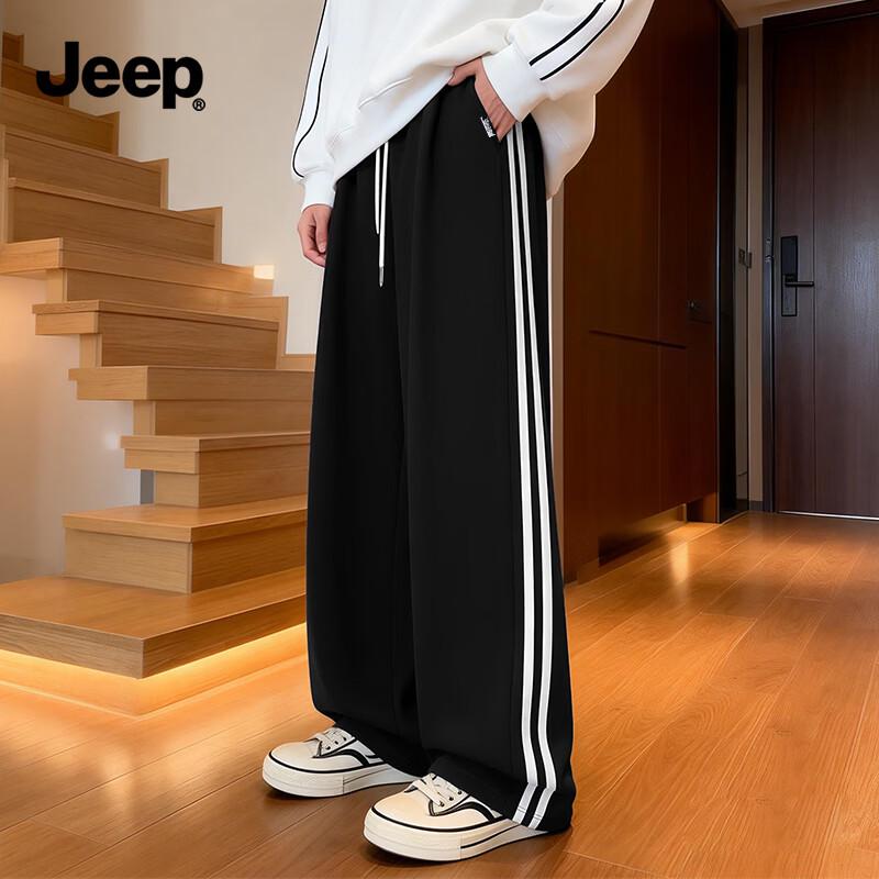 

JEEP Men s Side-Stripe Straight-Leg Casual Sweatpants M