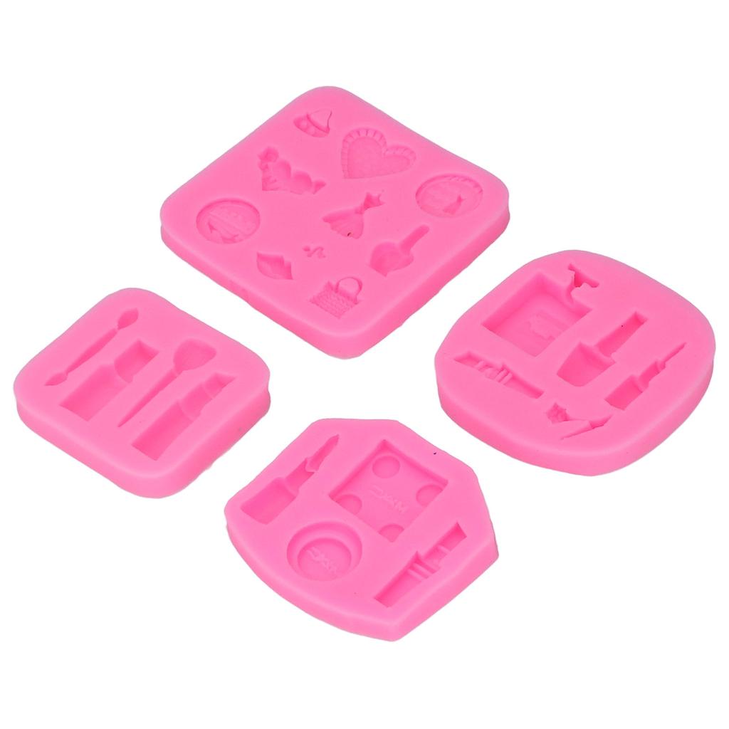 4Pcs Makeup Tools Silicone Molds Food Grade Nonstick Silicone Durable Soft Odorless Fondant Molds