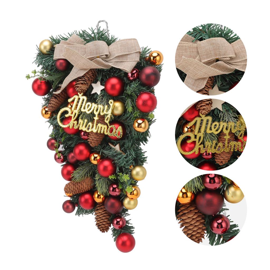 Door Upside Down Tree Artificial Handcrafted Fade Resistant Christmas Door Ornament for Fireplace