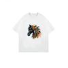 Oversized T Shirt Dress Black Horse With Feathers And Tribal Design Graphic Print Casual Streetwear For Women