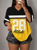 T-shirt da Donna Attitude N.28 Stampa Scollo a V Manica Corta Estate Maglietta Grafica Maglie a Rete Taglie Forti T-shirt Sportiva