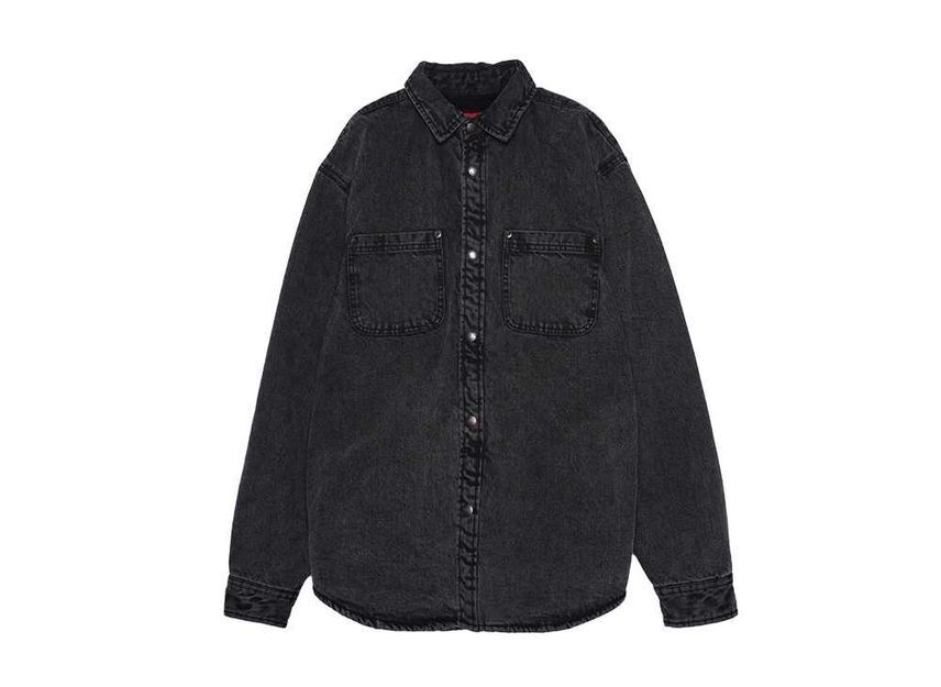 Supreme Faux Shearling Lined Work Shirt Black Denim