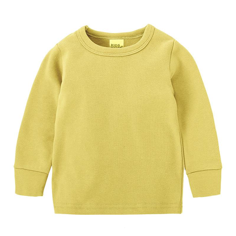 Kids Thick Brushed Pajama Set for Spring Autumn Long Sleeve Pants with Tummy Protection