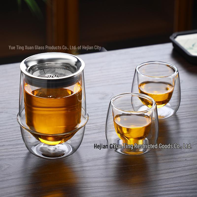 Double-Layer Glass Teapot with Infuser - Anti-Scald, Single-Serve Tea Set for Home or Office