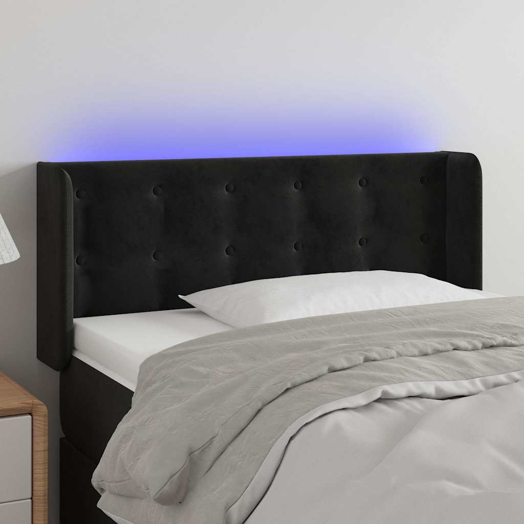 vidaXL LED Kopfteil Schwarz 93x16x78/88 cm Samt