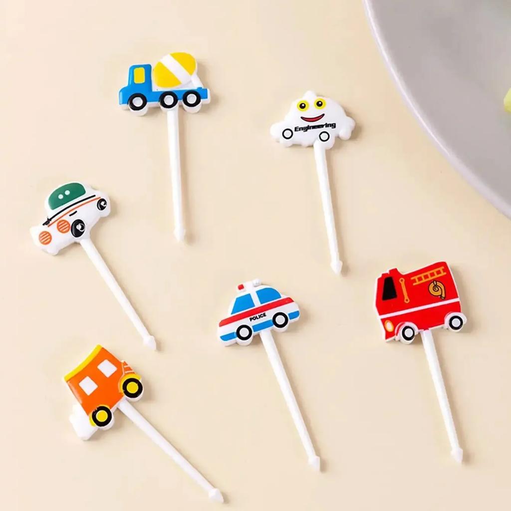 6pcs/set Car Castle Vegetable Cute Mini Toddler Children Fruit Forks Toothpicks Kids Food Picks Cartoon