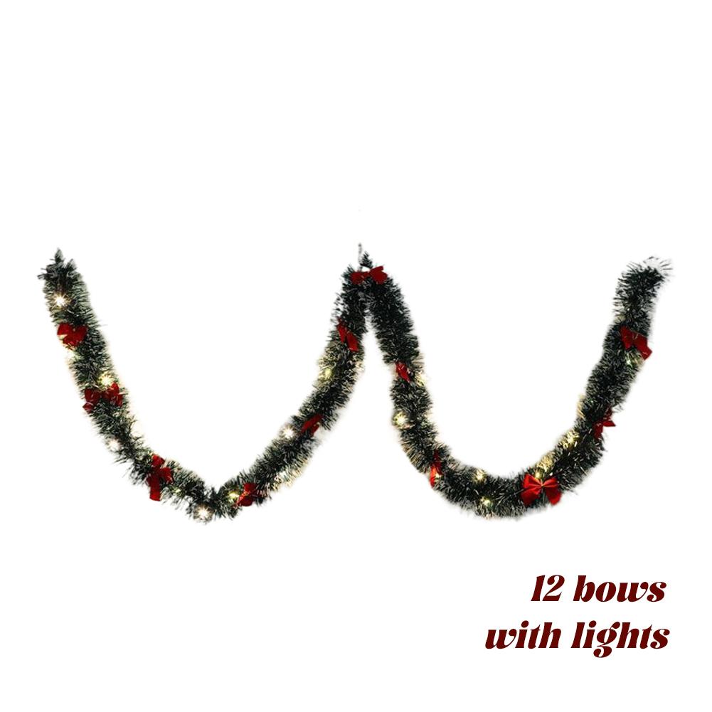 2M Christmas Decorations LED Ribbon Green Snowflake Trim Tree Garland For Xmas tree Home Party Holiday Festival Decor Set