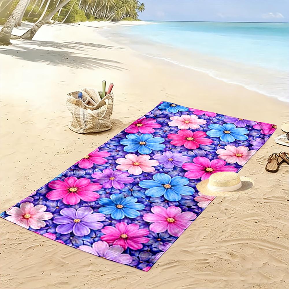 Colorful Floral Pattern Beach Towel Quick-drying for Travel Outdoor Sports Jogging Beach and Swimming