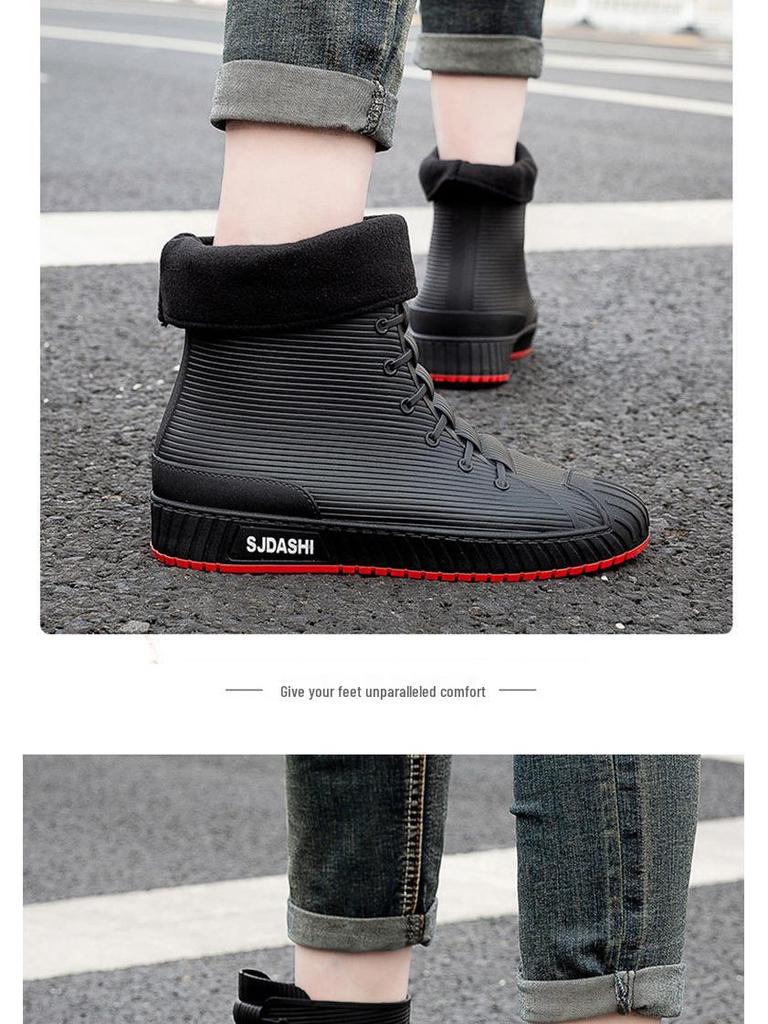 2023 Men's Fashion Short Rain Boots: Waterproof, Non-slip Rubber Shoes for Couples