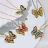 Fashion Gradient Butterfly Zircon Pendant Necklace Stainless Steel Chains High Grade Insect Choker Jewelry Gift For Women Girls