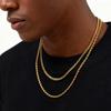 2pcs Trendy Chain Necklace for Men Boys,Stainless Steel Silver Gold Color Cuban Chain Collars,Box Chain Twisted Rope Chain Gift