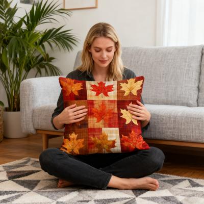 2 Stück Kissenbezug Herbst Ahornblattmuster Austauschbares Design Kissenbezug Waschbar Superweich Wiederverwendbar Sofakissenbezüge