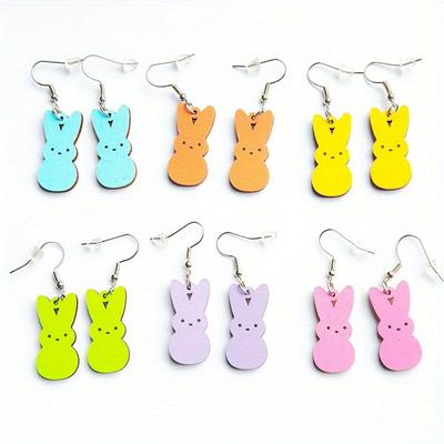 Easter Earrings Vintage Rabbit Flower Basket Forest Cute Girl Earrings Easter Decorative