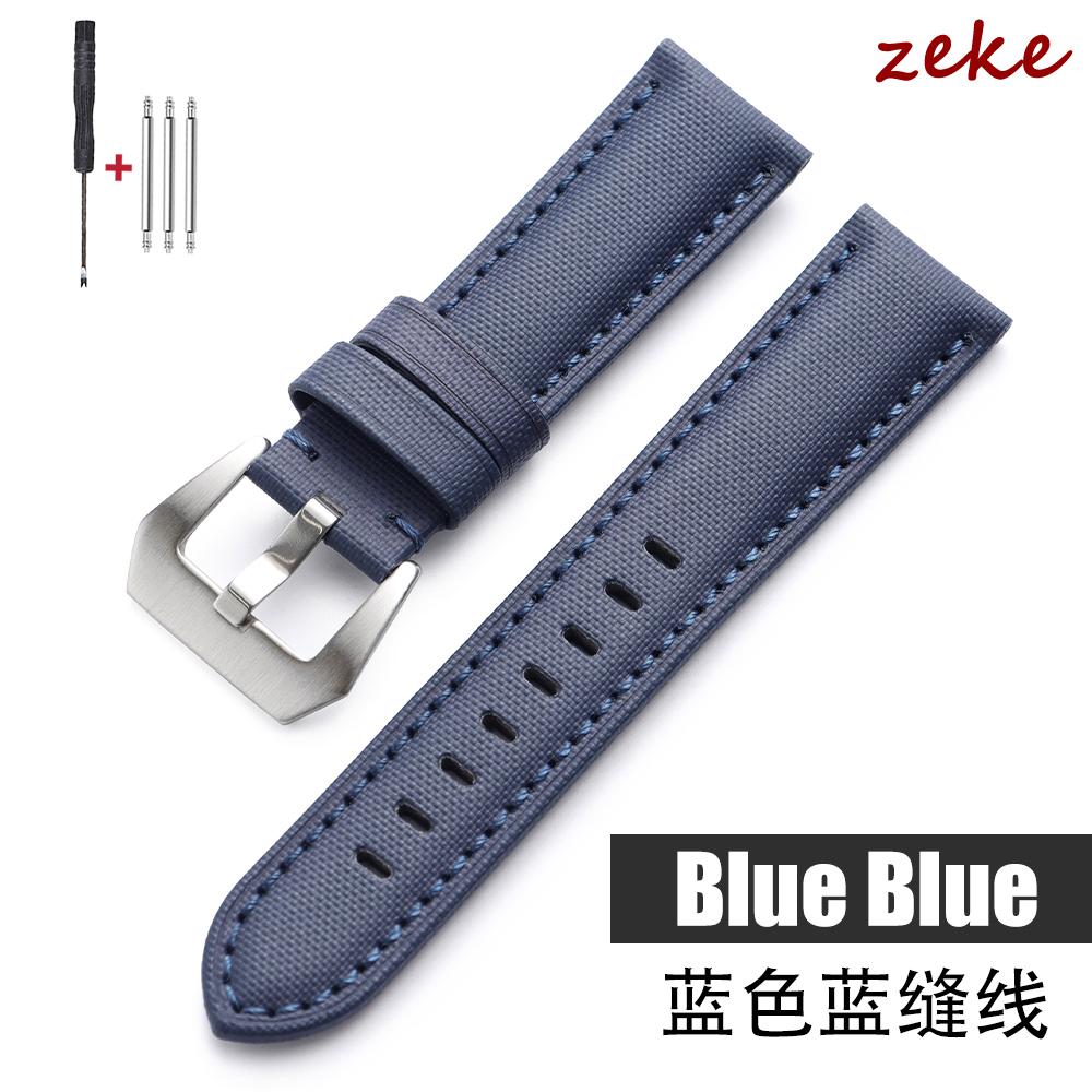 Universal Stitching Watch Band Durable Sailcloth & Leather Watch Strap 20mm 22mm 24mm 26mm Watchband Accessories Perforated Belt
