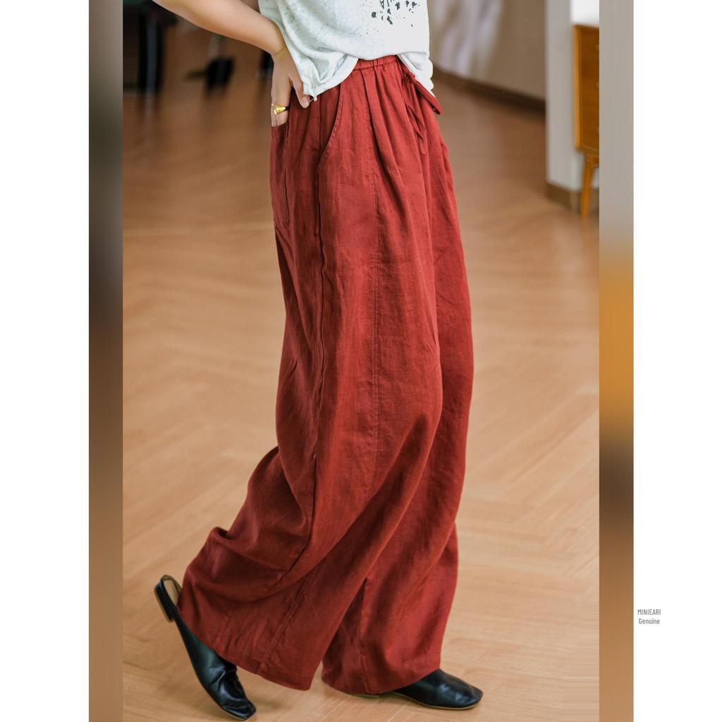 2026 New Stylish Banana Leg Linen Pants: Elastic Waist, Loose, Flattering Wide Legs