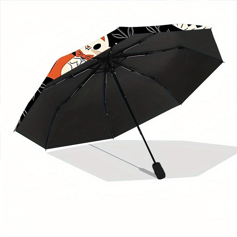 1pc Halloween Cats Automatic Open/close, All-Season Portable Folding Umbrella, Travel, Everyday, Formal Events - Compact Luxury Parasol, Outdoor Acces