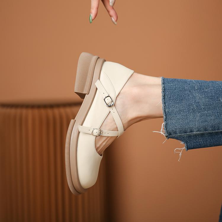 Flat Bottom Mary Jane Shoes Women 'S New Design Niche Round Toe British Style Small Leather Shoes Women