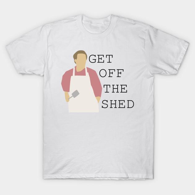

Men Black Print T-shirt Get Off The Shed No-Cut Transfer Paper Print Cotton Tshirt L белый