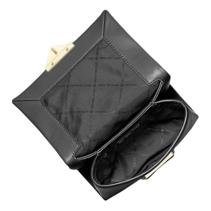 Michael Kors Mk Cece 18 Metal Logo Snap Closure Cotton Blend Shoulder Crossbody Bag Small Women Bags Black 35F2G0EC5O-BLACK