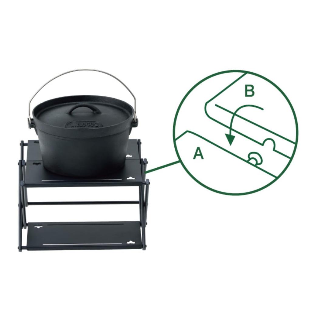 LOGOS Iron Custom Rack Table (73591005) for Dutch Ovens, Can be Placed Upright, Includes Storage Bag