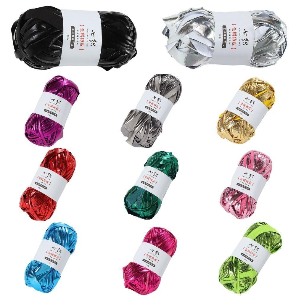 

Shiny Faux Leather Yarn 25M Knitting Yarn Skin-friendy Crochet Yarn for Bags, Cushions & Carpets рожевий