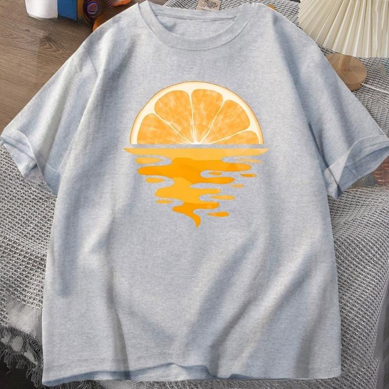Orange Fruit T Shirt Fruit Lover Party Tee Shirt Casual Unisex WOMEN Cotton Short Sleeve Unisexs Designer Clothes Streetwear Tees Tops