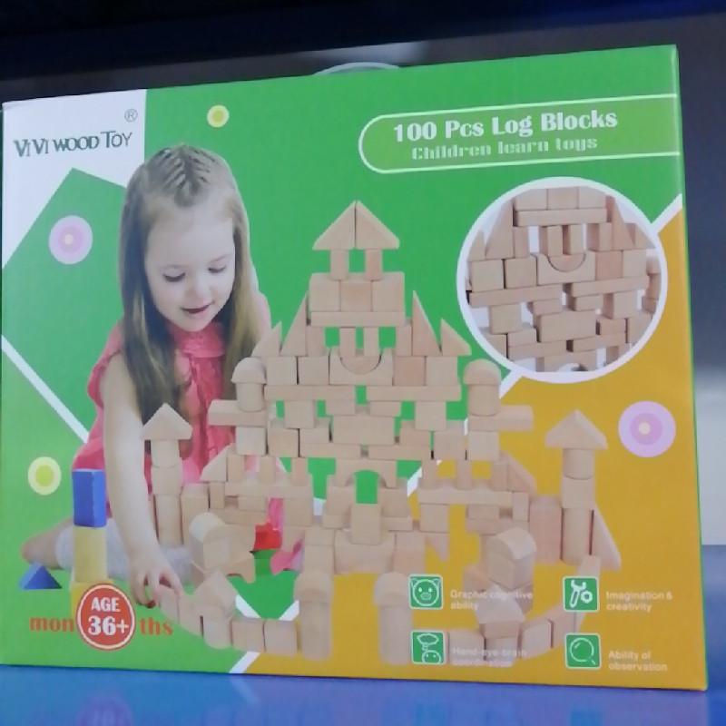 

Construction Toddler Wooden Blocks With Natural Finish For Educational Learning